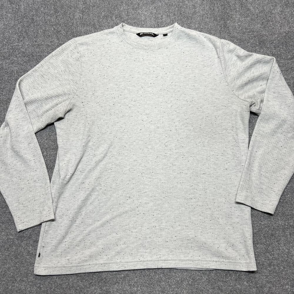 Travis Mathew Sweater Mens 2XL Gray Crewneck Pullover Waffle Knit Speckle Golf